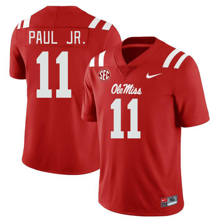 Men #11 Chris Paul Jr. Ole Miss Rebels College Football Jerseys Stitched-Red